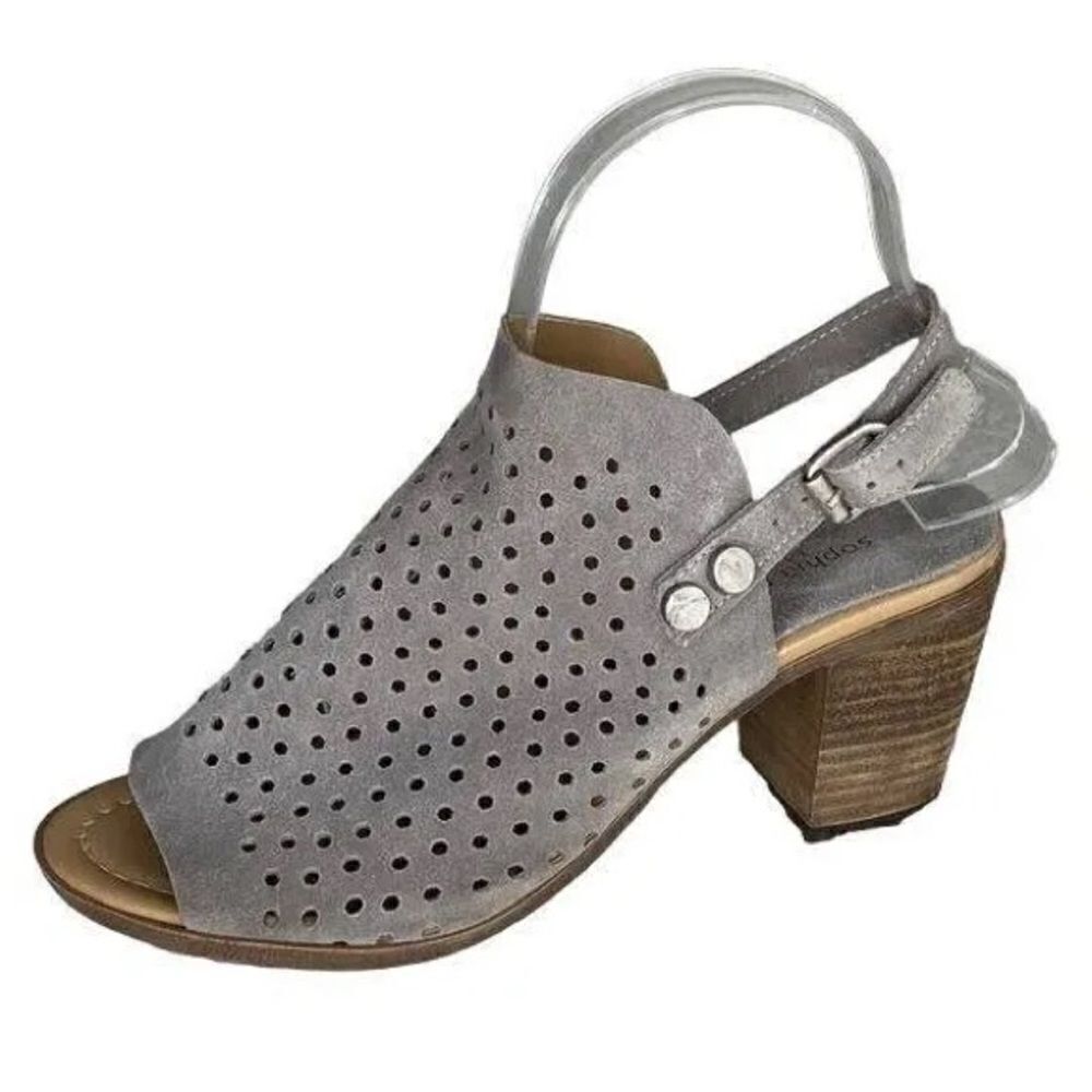 Sophia Milano Grey suede perforated sandal